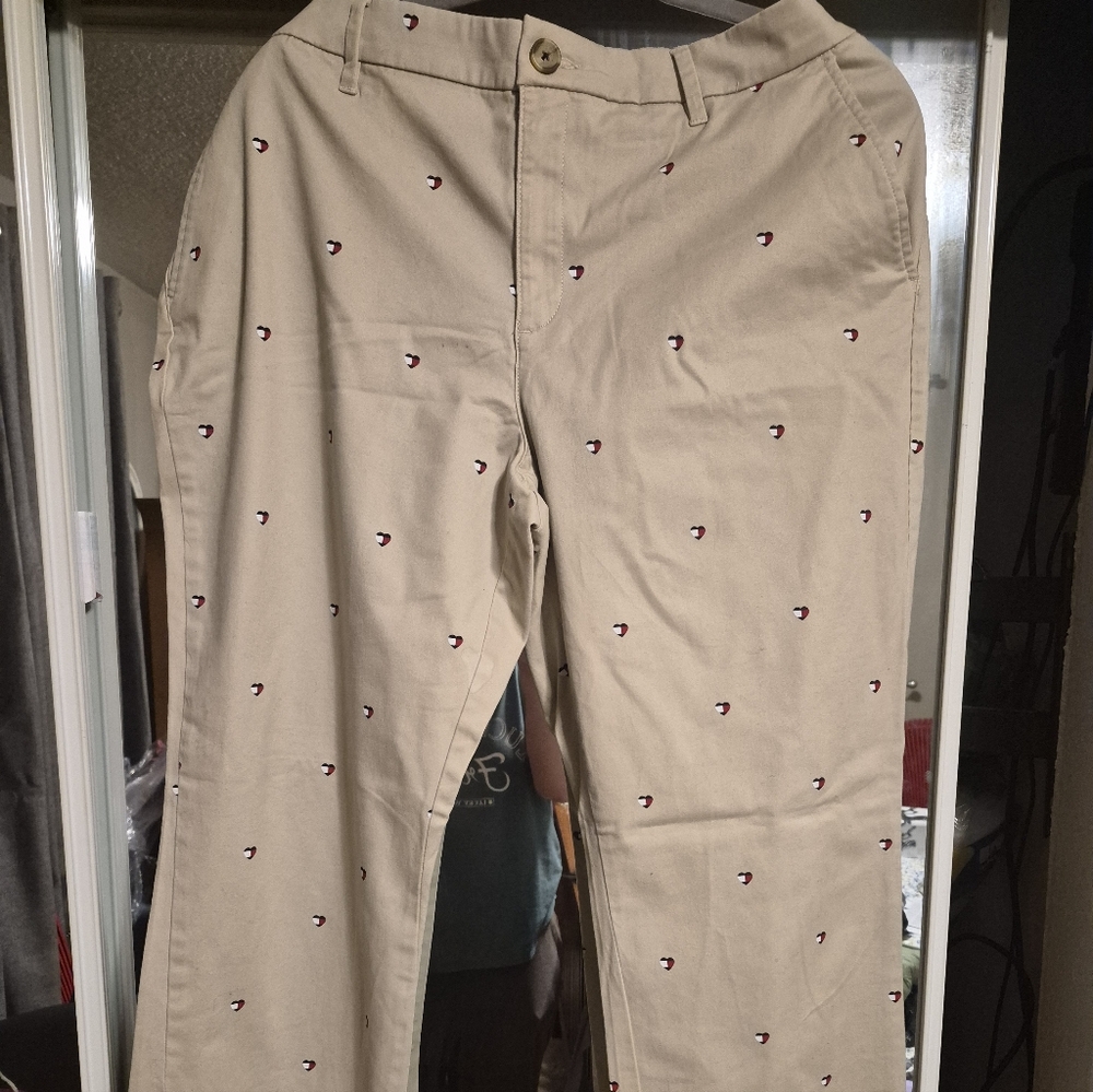 T.H. Classic Sttretch Fit Chino With Red,white And Blue Hearts.